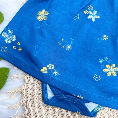 Body Vestido Floral Tropical - Azul Petróleo 
